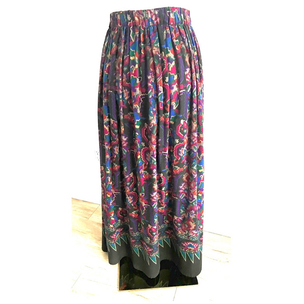 Vintage 90s Abstract Art Maxi Skirt – Custom Made, Multicoloured-gathered A-line - Picture 15 of 16
